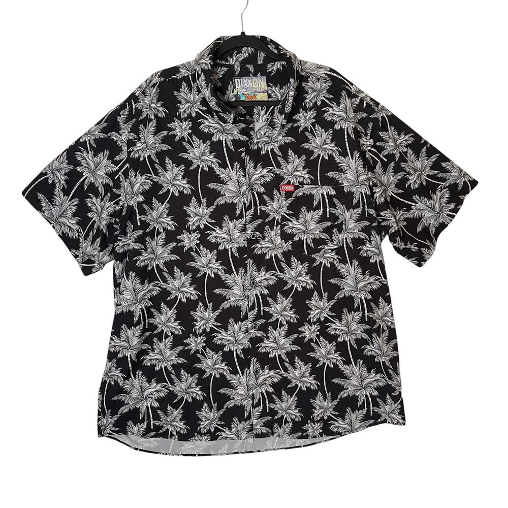 Dixxon The Bali All Over Black White Palm Tree Short Sleeve Button Up Size 3X - Picture 2 of 10